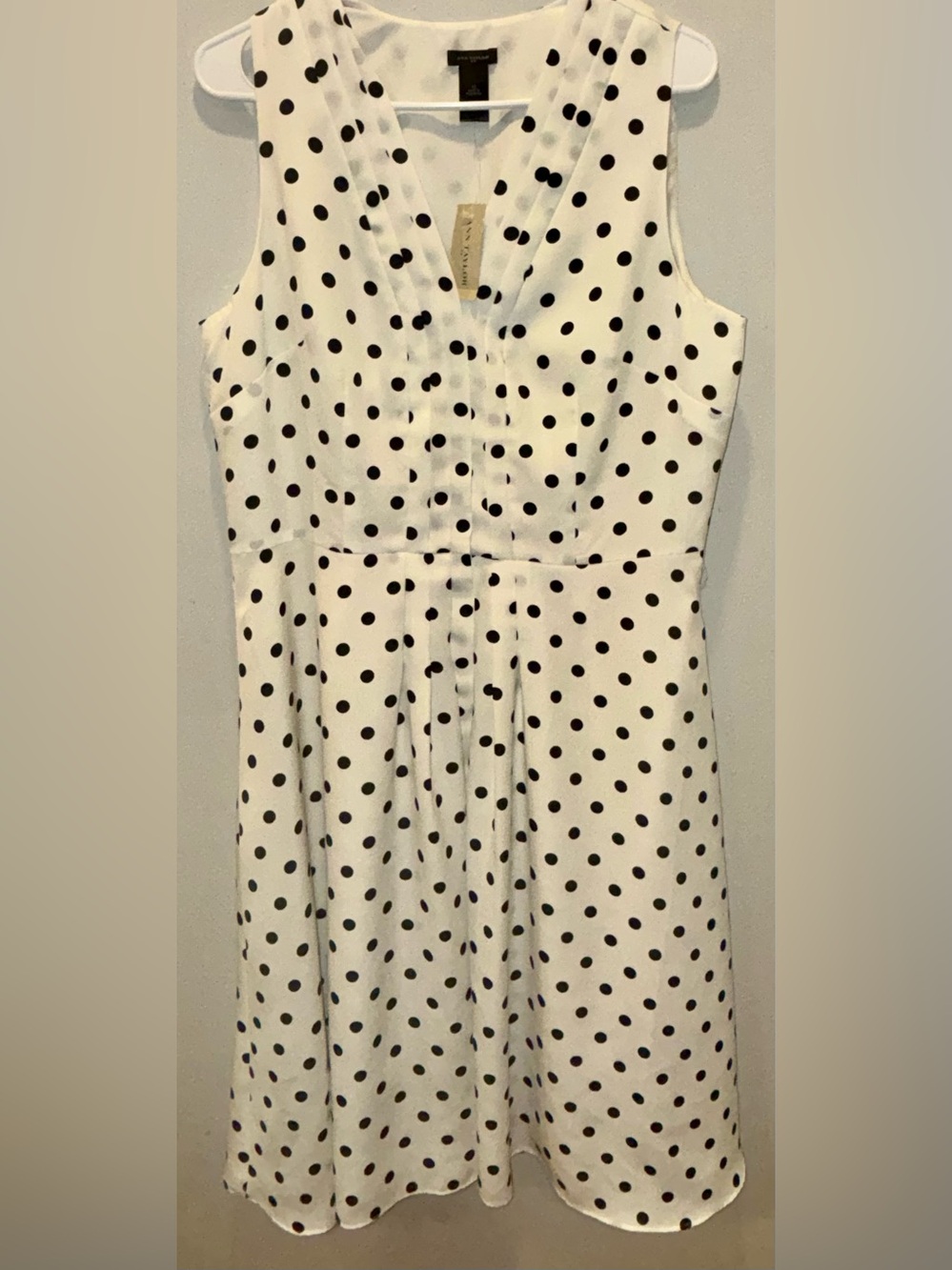Ann Taylor White Sleeveless Polka Dot Dress-Style Tunic